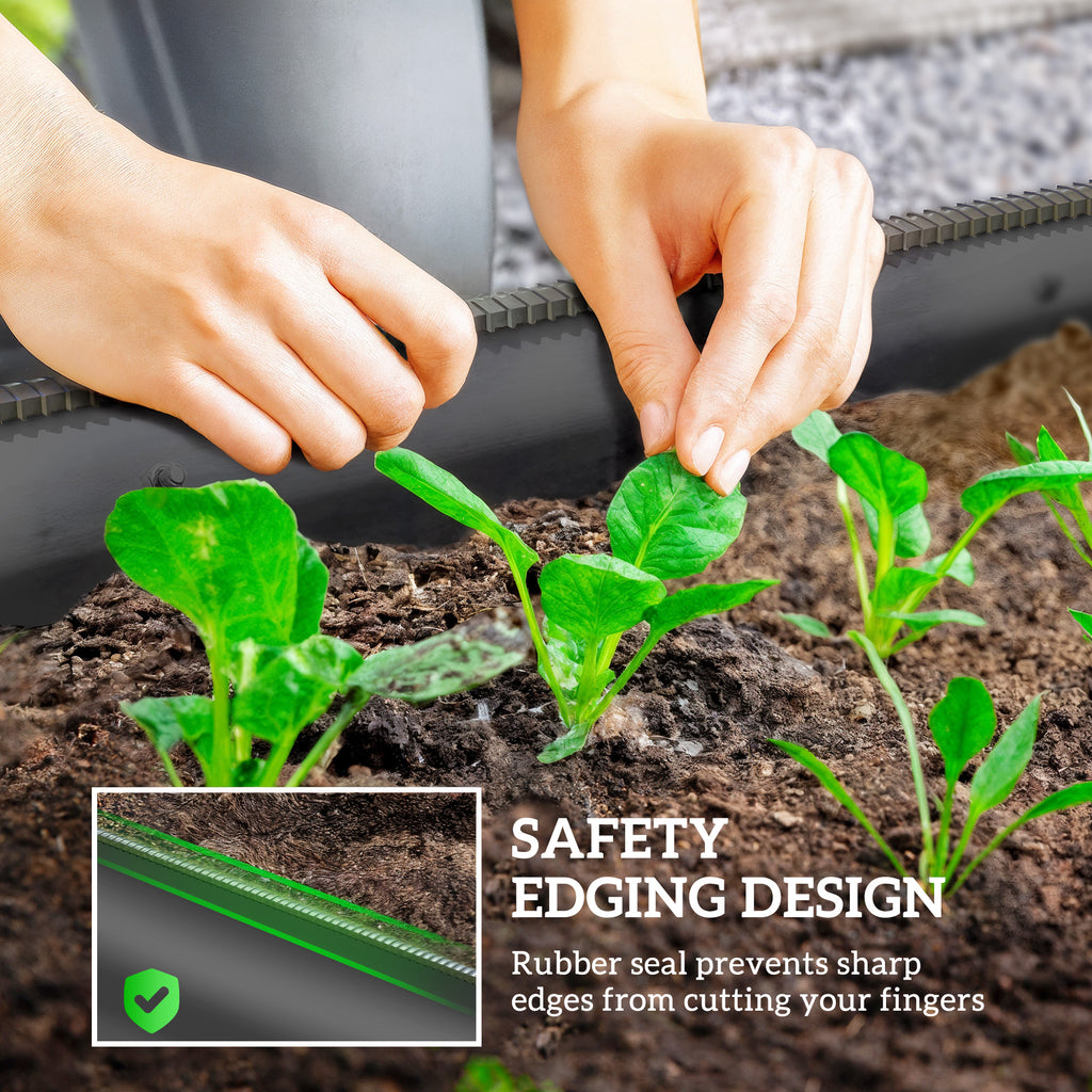 6.4 x 2 x 1ft Galvanized Raised Garden Bed Kit, Metal Planter Box with Safety Edging, Dark Grey