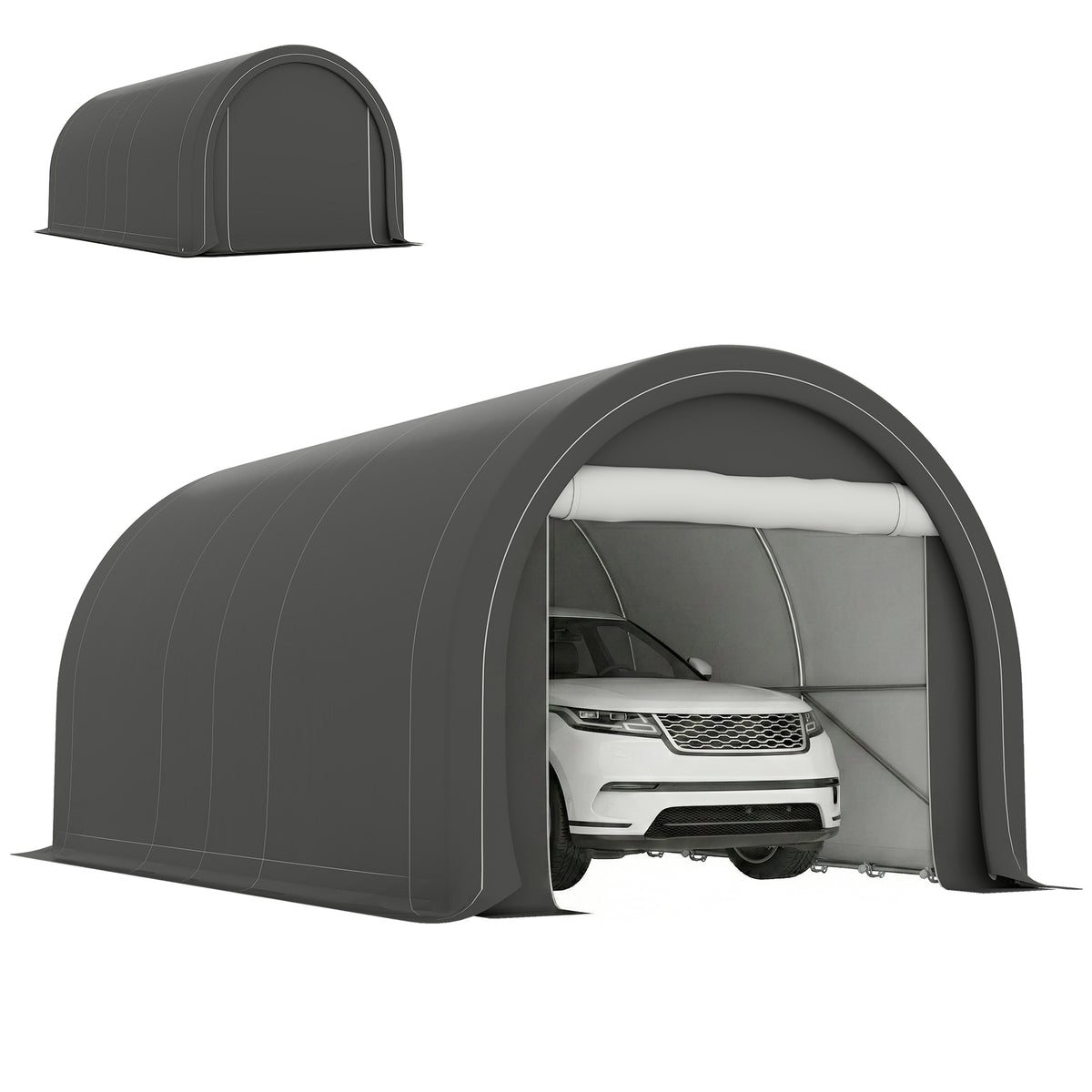 10' x 16' Heavy Duty Portable Carport Tent with Zippered Door, PE Cover for Car, Boat, Motorcycle, Bike, White