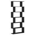 Wooden S Shape Bookcase 6 Shelves Storage Display Home Office Furniture