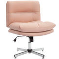 Armless Office Chair, Criss Cross Chair with Adjustable Height & Tilt Function for Home Office, Study, Pink