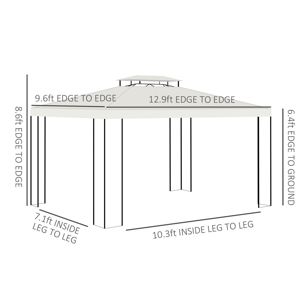 10' x 13' ደጋዊ ጋዜቦ፣ ድርብ ጣሪያ ደጋዊ ጋዜቦ ካኖፒ መከላኸሊ ምስ ስክሪን ዝሓበረ ኣእማን ፍሬም፣ ጻዕዳ
