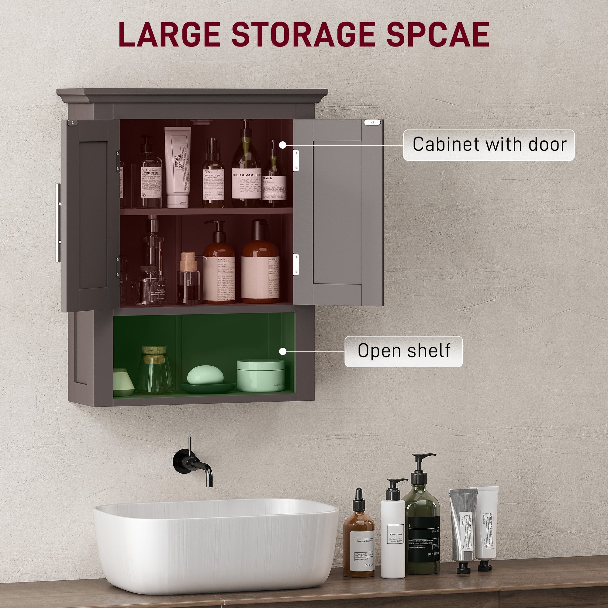 Bathroom Wall Cabinet, Medicine Cabinet, Toilet Storage Cabinet with Shelf for Living Room and Entryway, White