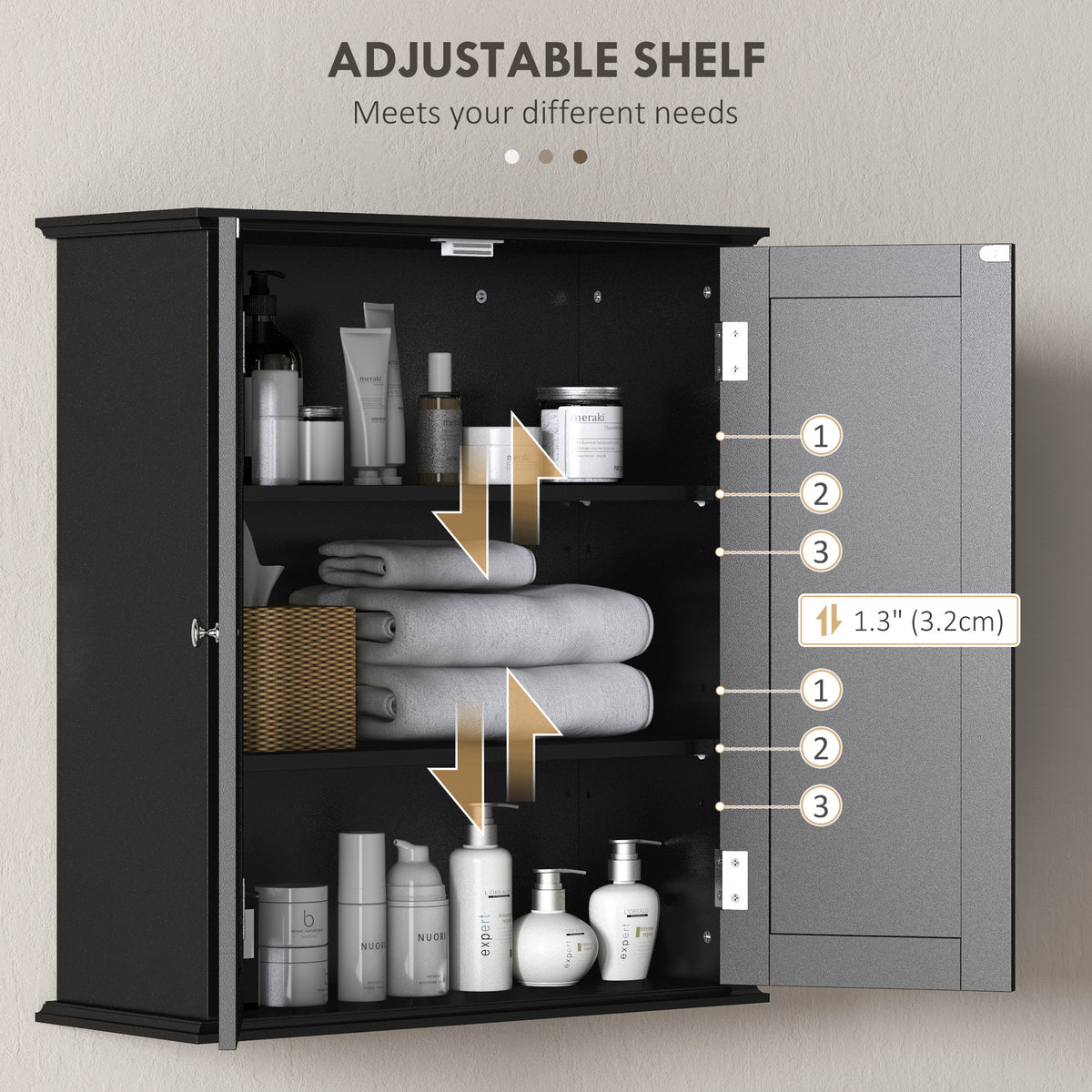 Bathroom Medicine Cabinet, Wall Cabinet with 2 Doors and Adjustable Shelf, Space Saver Over Toilet Cabinet