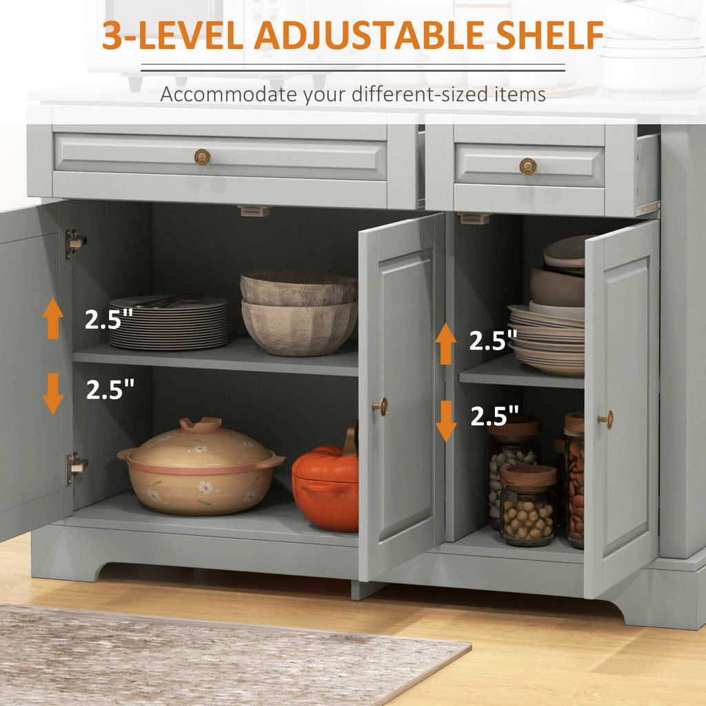 Modern Sideboard Cabinet, Buffet Cabinet with 2 Drawers and Adjustable Shelves, Buffets Tables for Dining Room, Black