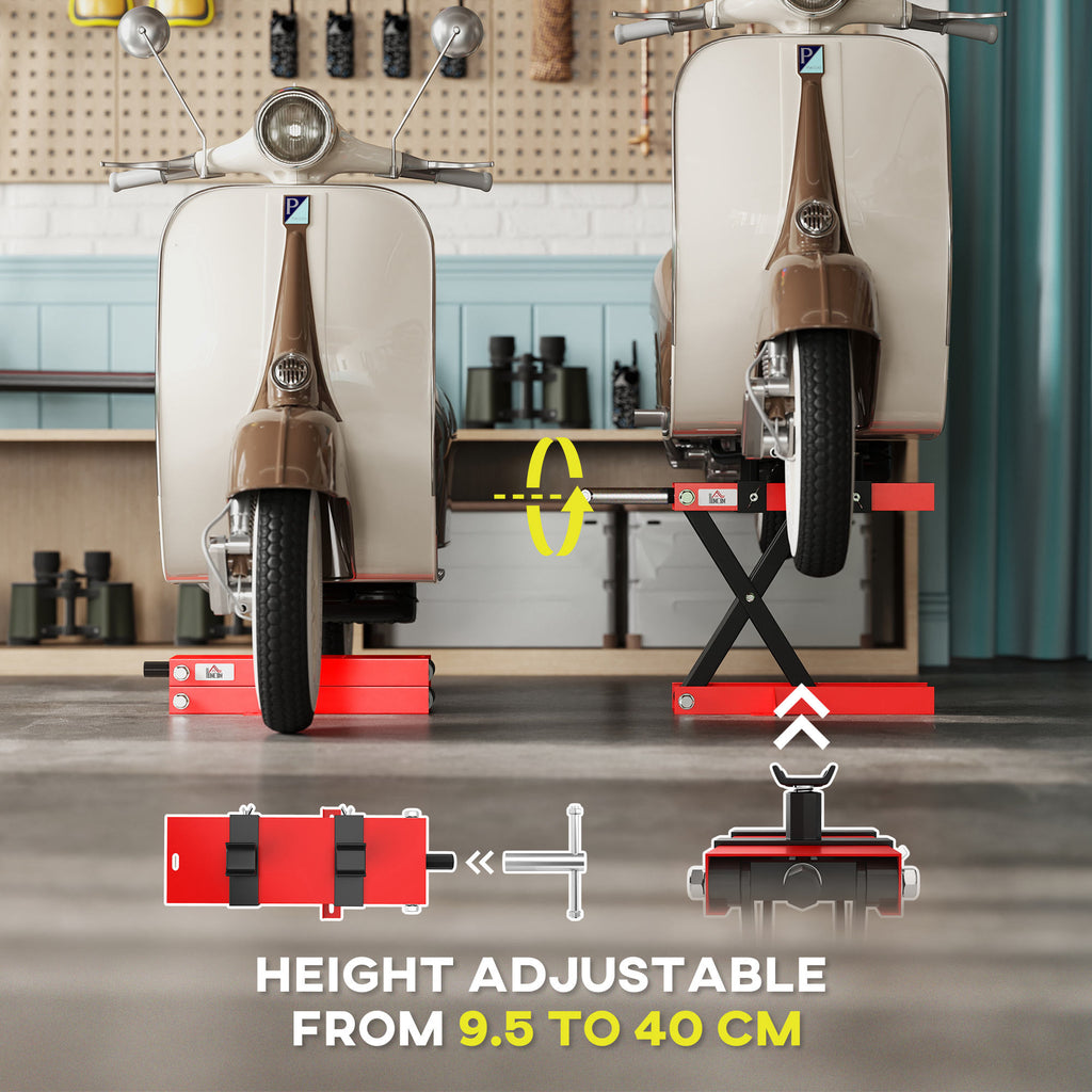 Motorcycle Scissor Lift Jack, 1100 lbs ATV Dirt Bike Stand, 3.7-15.7" Adjustable Height, Red