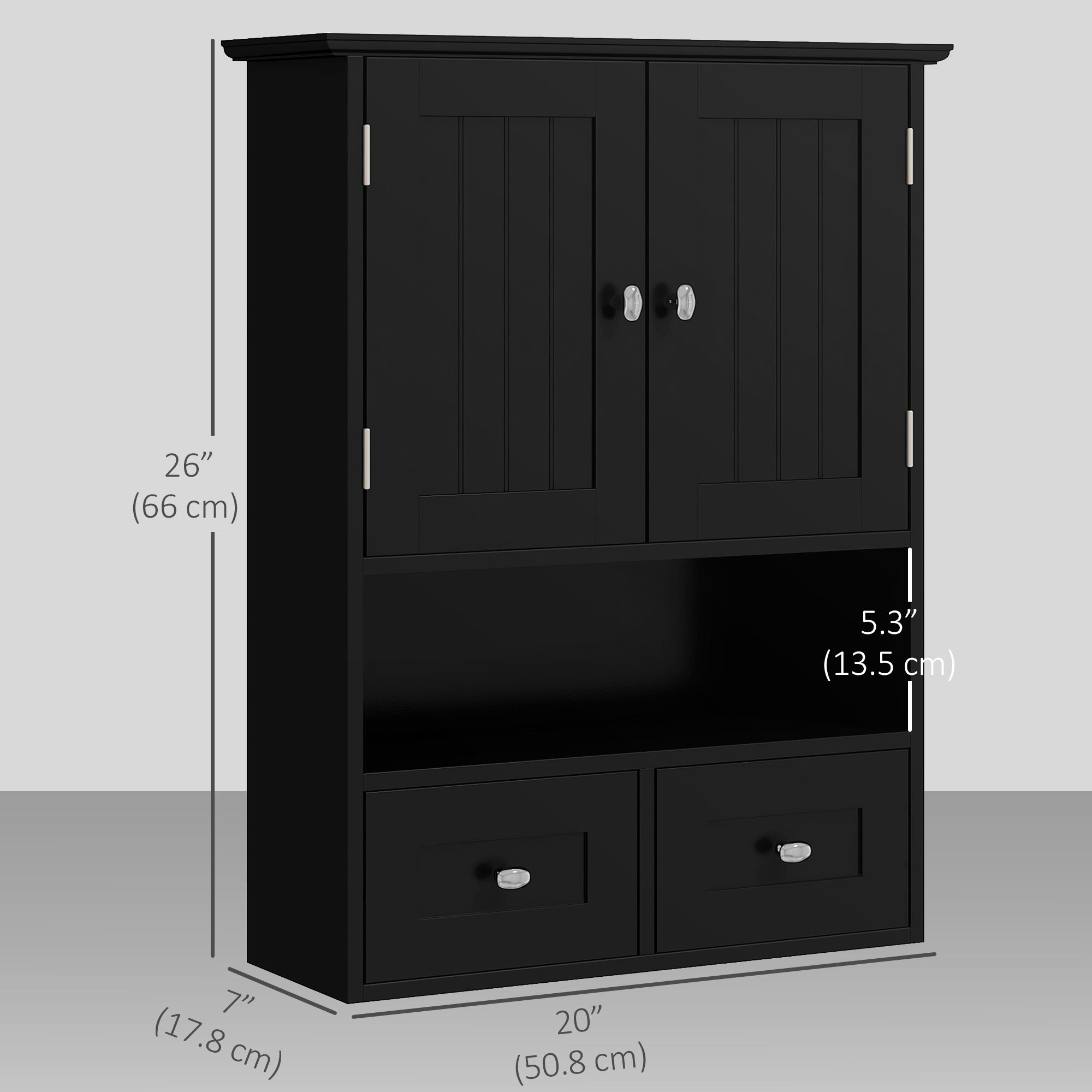 Medicine Cabinet, Bathroom Wall Cabinet with Shelf and Drawers for Hallway, Living Room, Brown