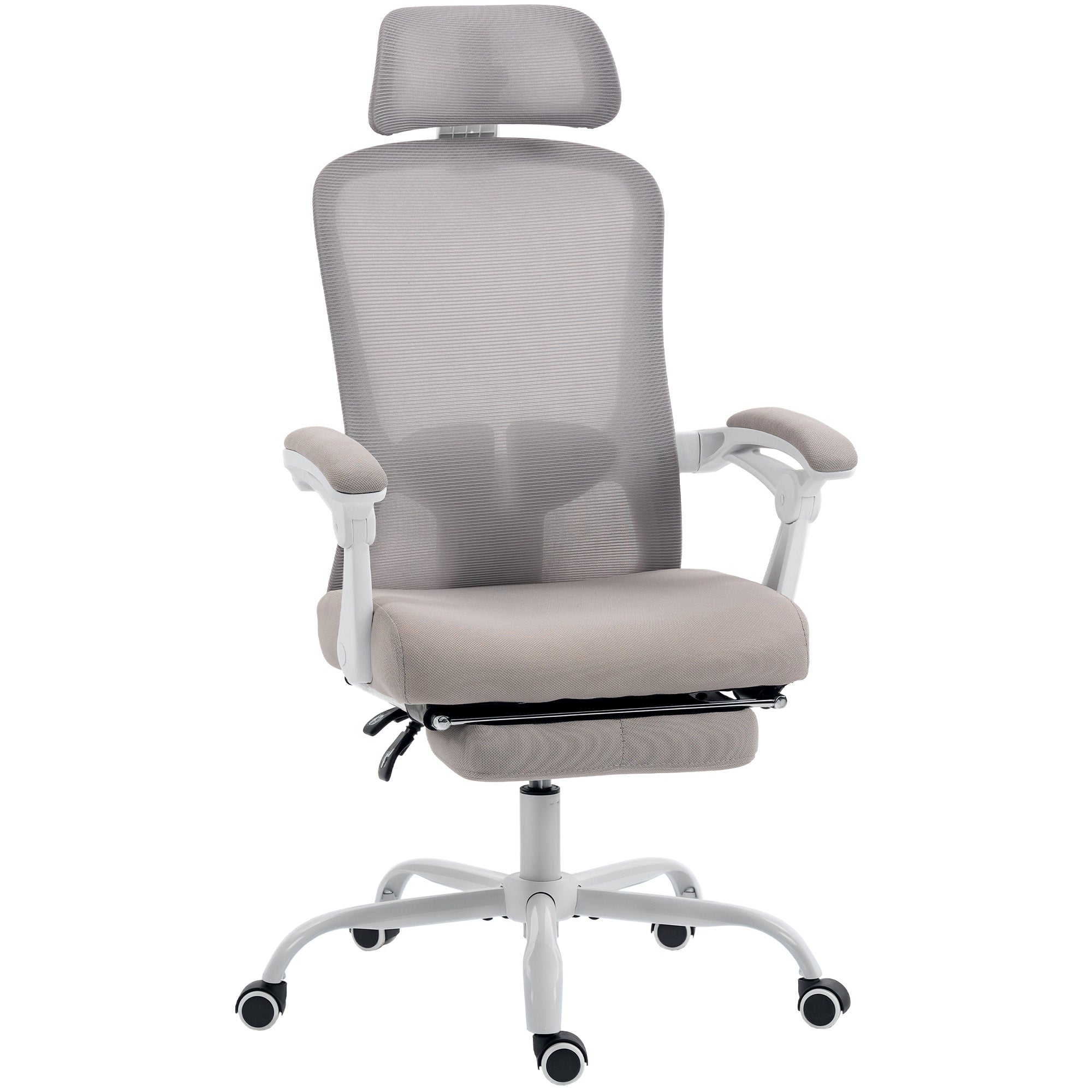 Ergonomic Office Chair, Mesh Reclining Desk Chair with Adjustable Lumbar Support, Headrest, Grey