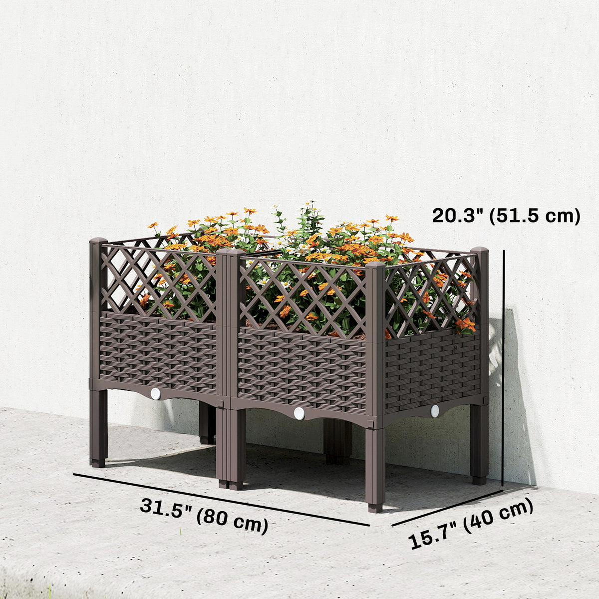 Raised Garden Bed with Legs, Self Watering Elevated Planter Boxes with Drainage Holes, 31.5" x 15.7" x 20.3"