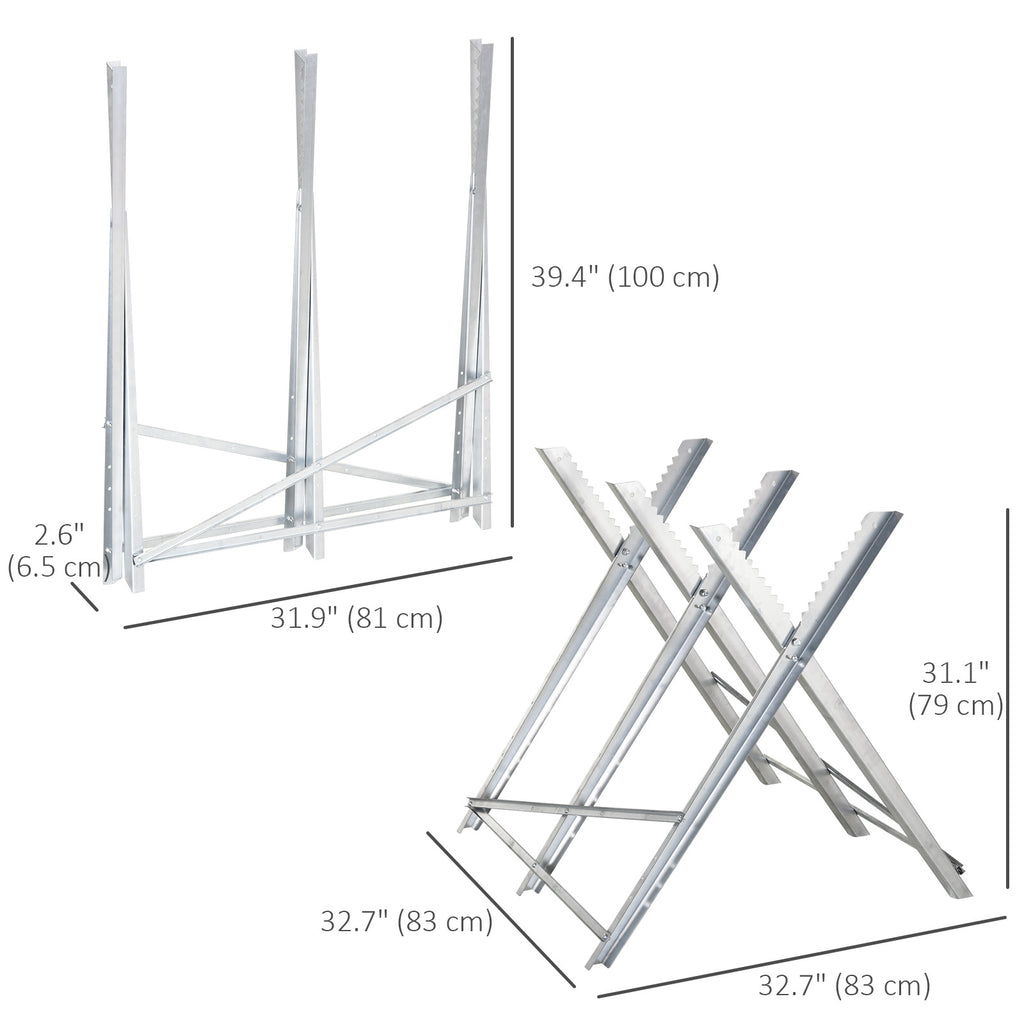 Portable Sawhorse Heavy Duty Cutting Stand Steel Adjustable Work Support, Foldable Sawhorse Stand 220 lbs Weight Capacity