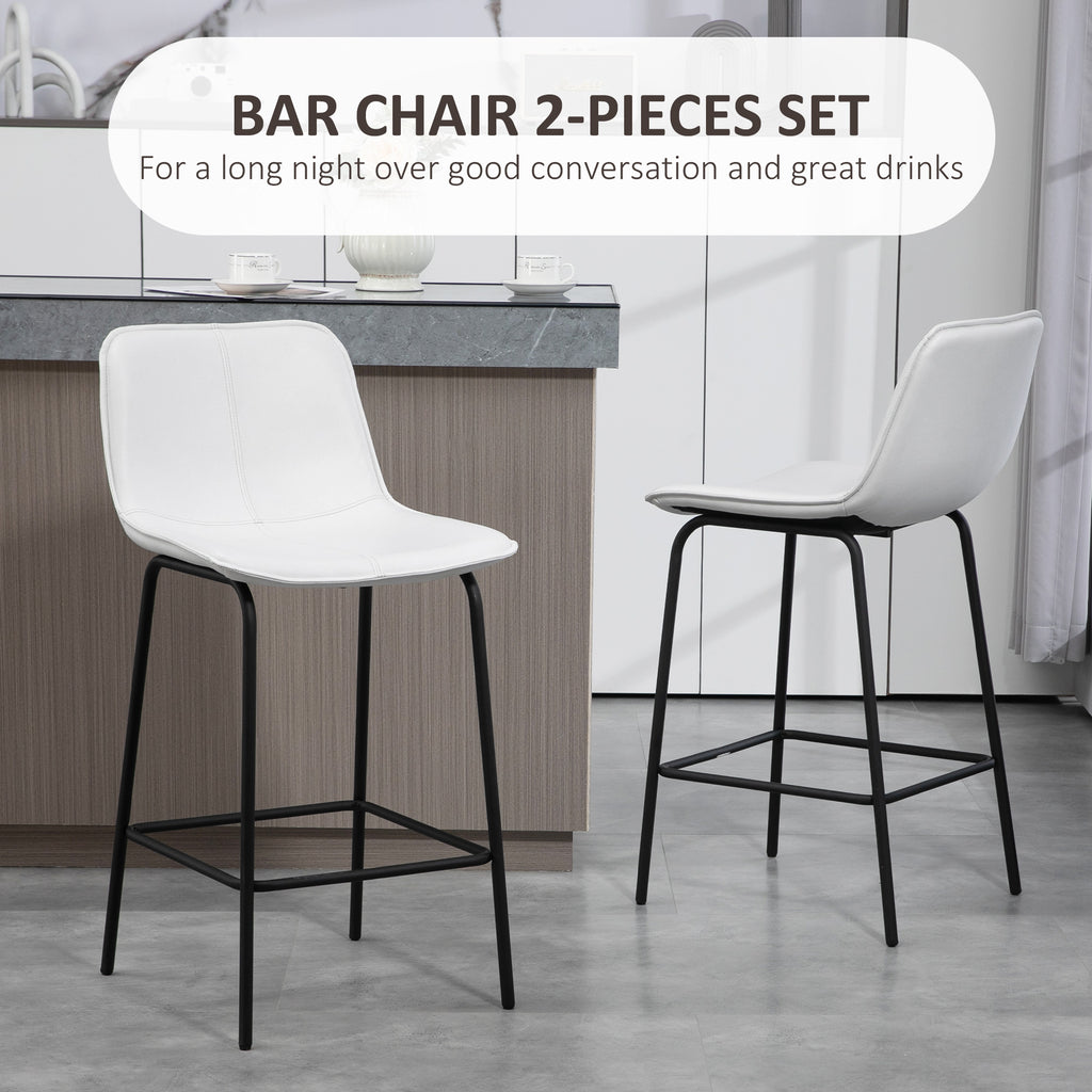 Bar Stools Set of 2, Upholstered Counter Height Bar Chairs, Kitchen Stools with Steel Legs