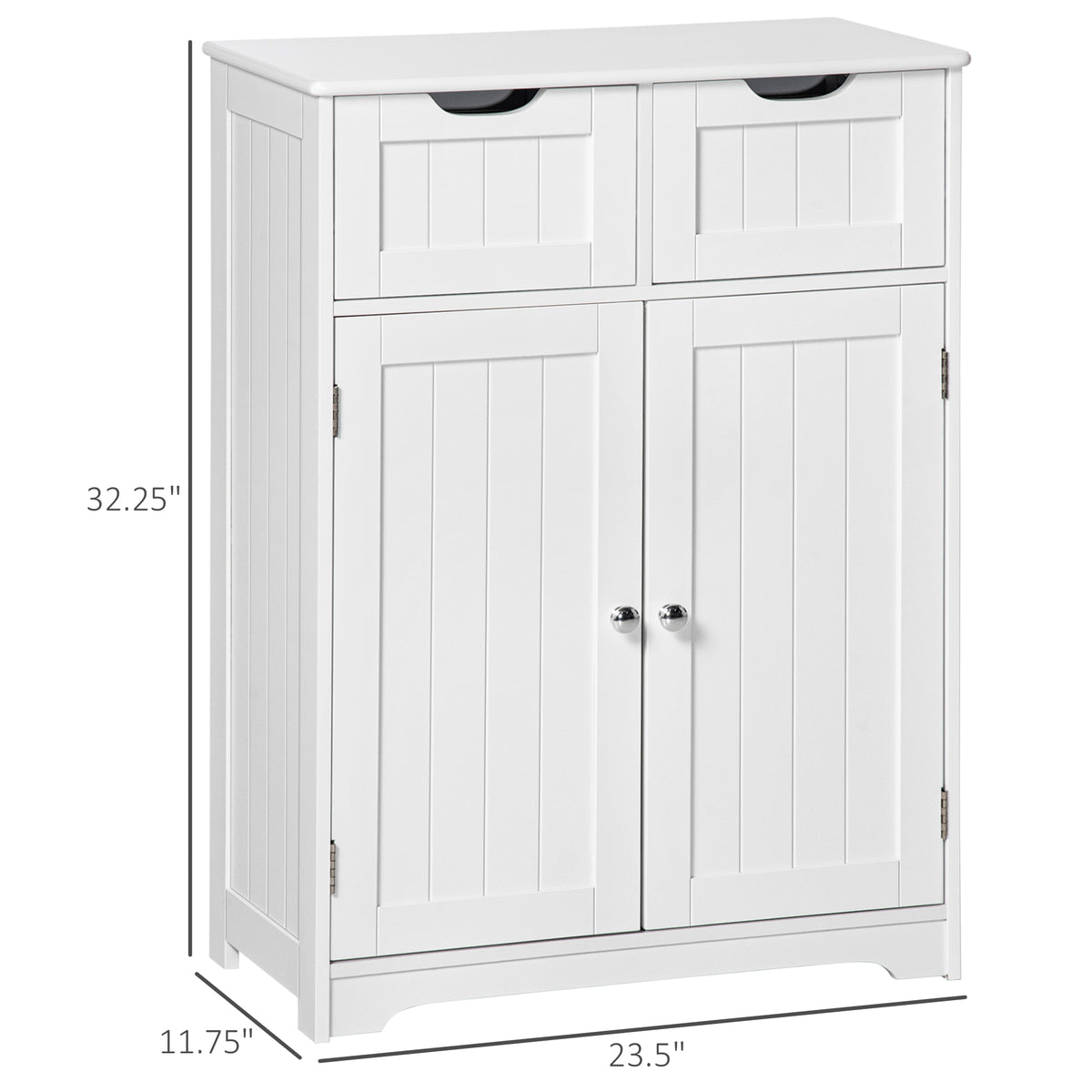 Bathroom Cabinet, Bathroom Storage Cabinet with 2 Drawers, Adjustable Shelf for Living Room, Entryway, White