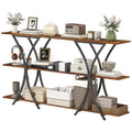 71" Console Table, 3-Tier Industrial Entryway Table with 2 Storage Shelves for Living Room, Hallway, Rustic Brown