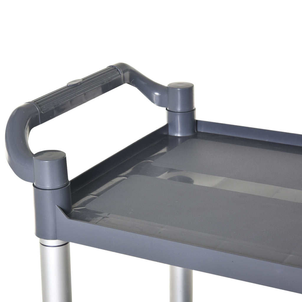 3-Tier Utility Cart Large Rolling Storage Trolley with 3 Shelves Metal Clean Service Cart, Restaurant, Hotel, Livingroom, Silver and Grey
