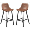 Counter Height Stools Set of 2, Upholstered Kitchen Stool with Back and Steel Legs