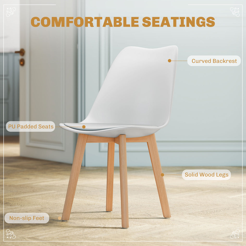 Round Dining Table Set for 4 with Pedestal Base, PU Padded Seats, for Small Space, Apartment, White