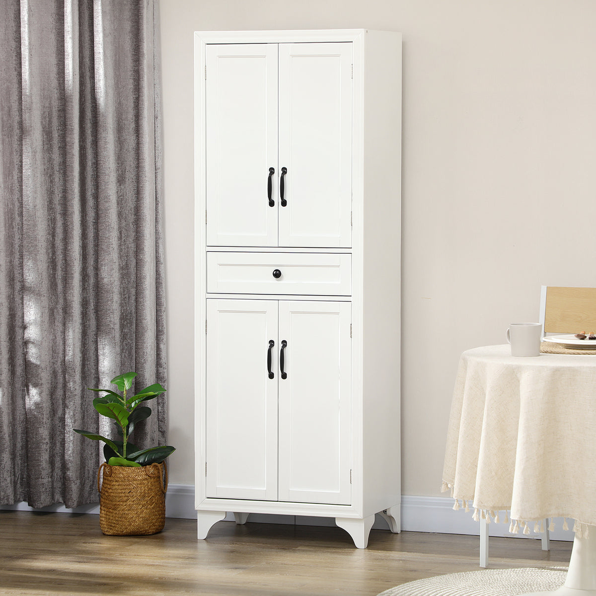 Freestanding Storage Cabinet, Kitchen Pantry Cabinet with 2 Shelves, 4 Doors, Kitchen Storage Cabinets for Dining Room