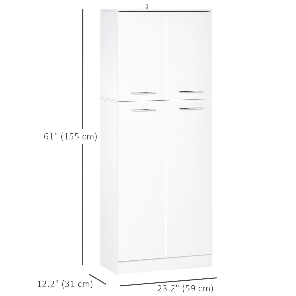 61" Pantry Cabinet, Kitchen Pantry Storage Cabinet with 2 Doors and Adjustable Shelves, Freestanding Storage Cabinet