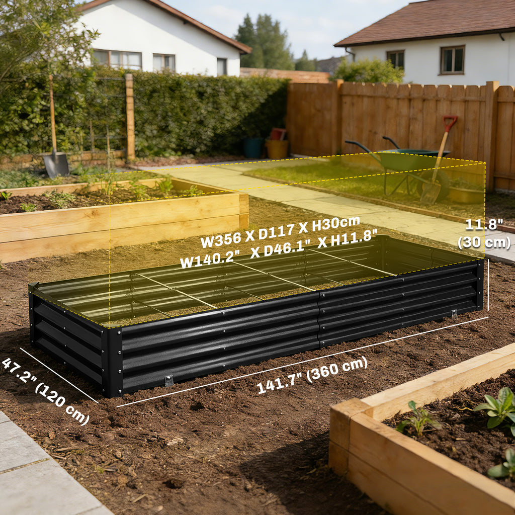 8 x 1.3 x 1.5ft Galvanized Raised Garden Bed, Reinforced Outdoor Planter Box with Open Bottom, Green