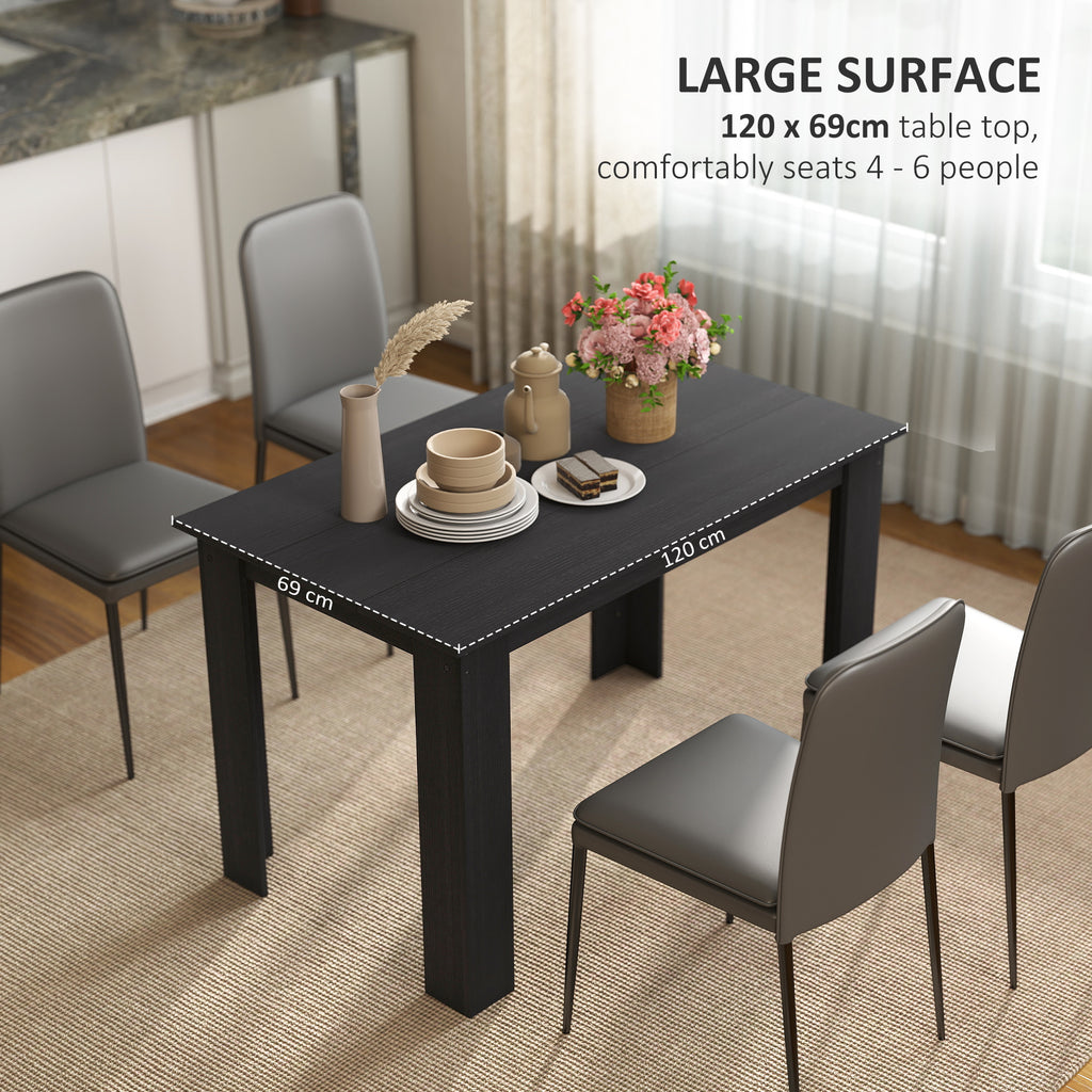 47" Kitchen Table for 4-6 People, Dining Table with Wood Effect for Dining Room, Oak