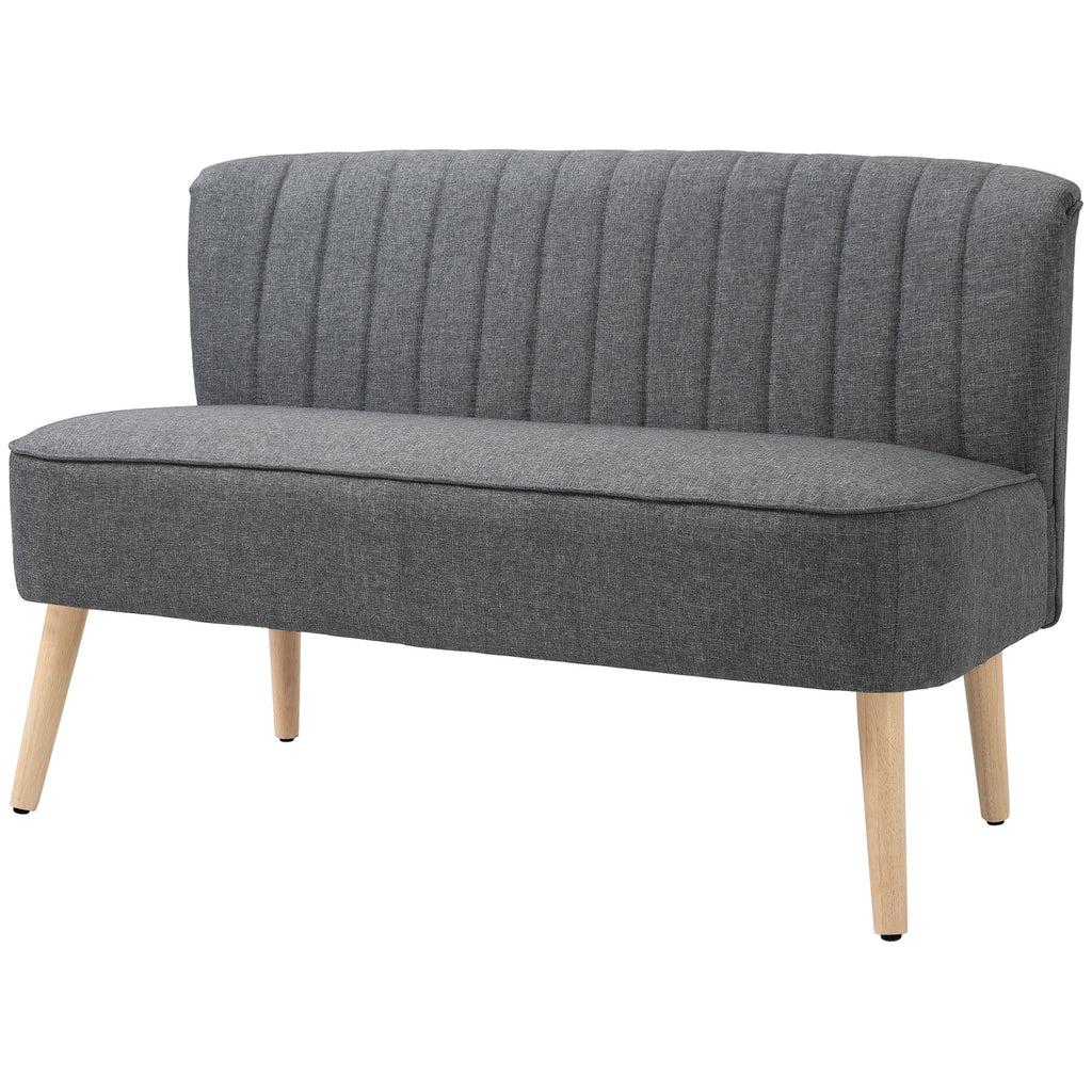 Modern 2 Seater Sofa, Upholstered Two Seater Couch with Rubber Wood Legs, Green