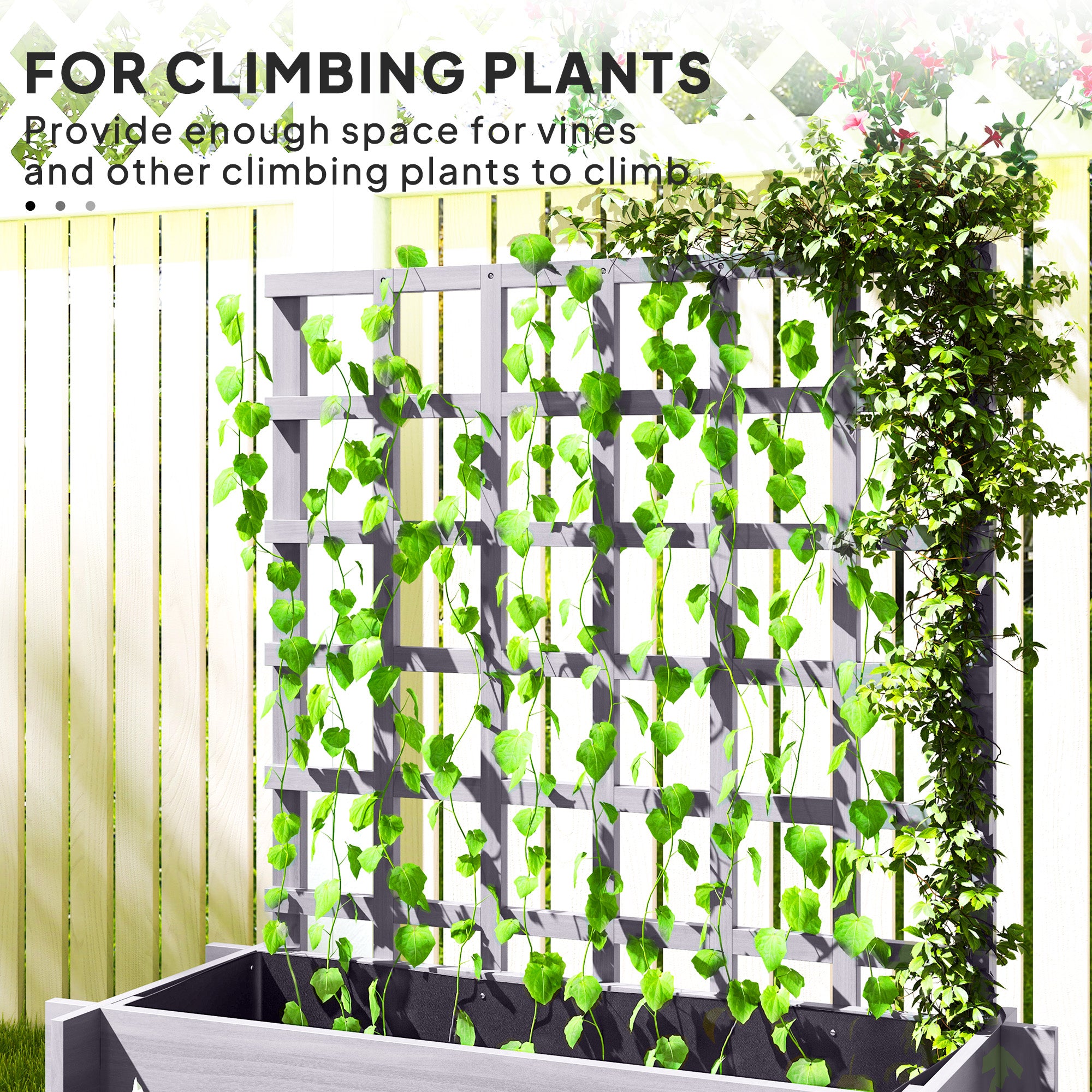Wooden Elevated Planter Box with Trellis for Climbing Plants, 3 Tier Raised Garden Bed for Garden, Outdoor, Brown