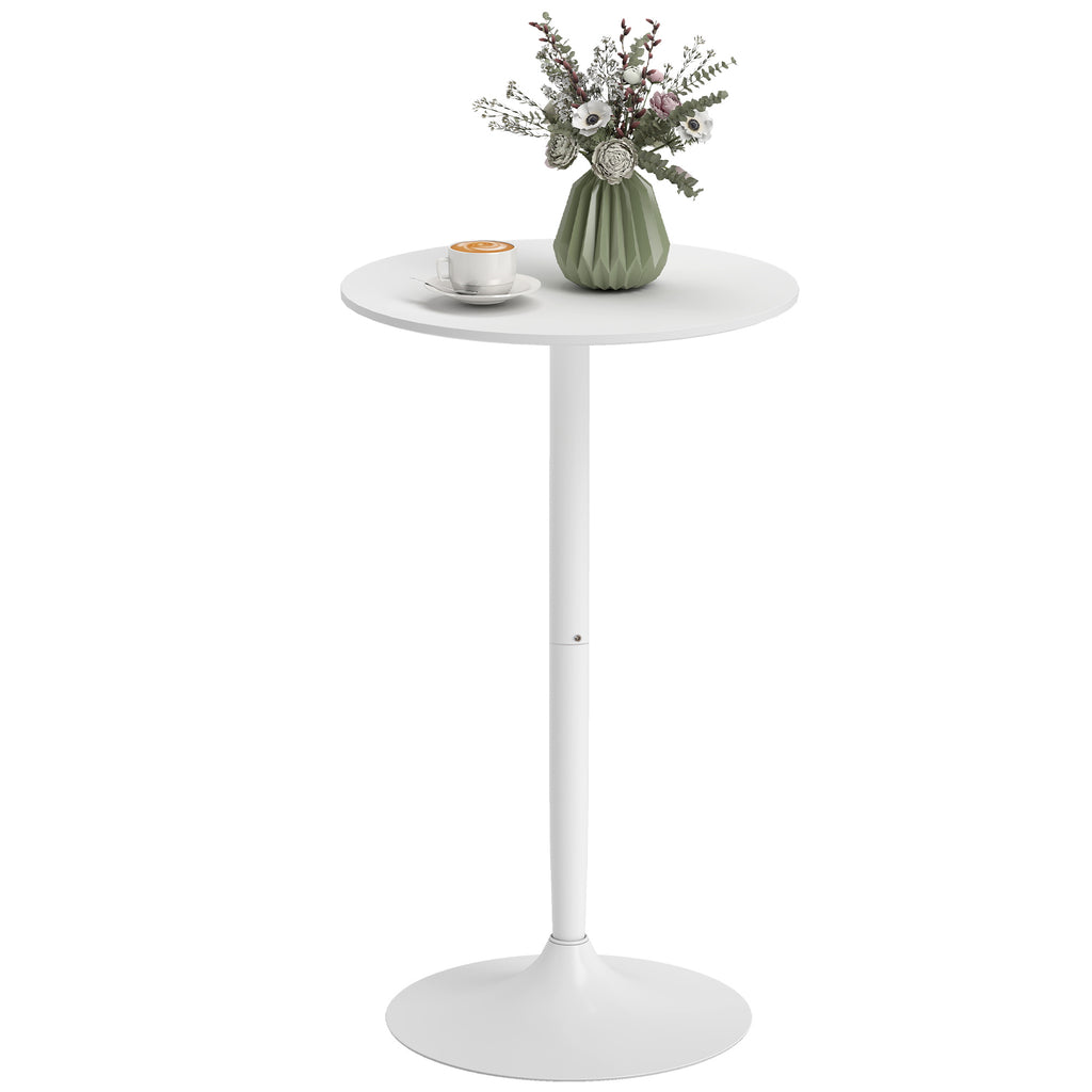 High Top Bar Table, Modern Round Dining Table with Painted Top and Steel Base, Bistro Table for 2 People, Black