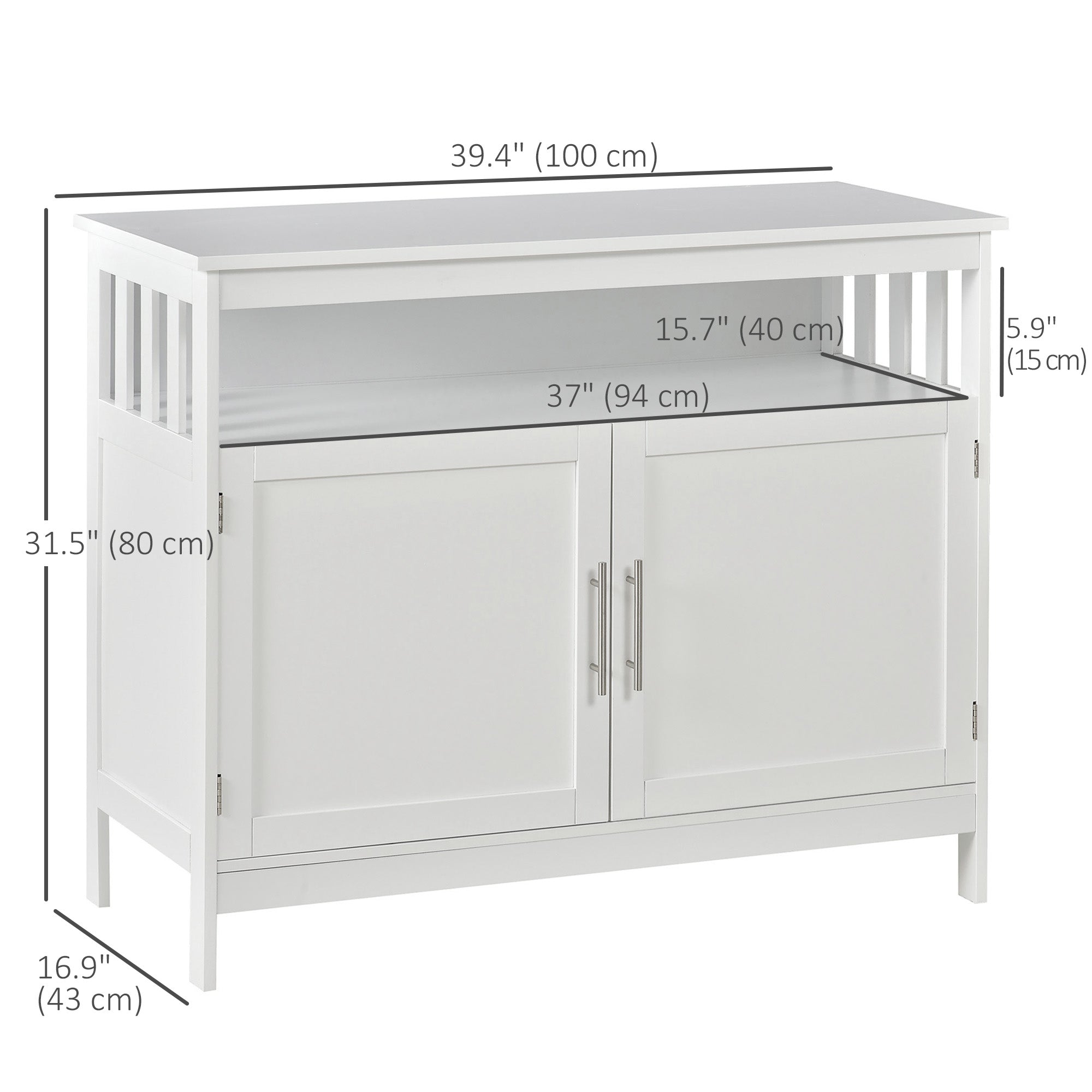 Wooden Console Table with Open Shelf and 2 layers Cabinet  Kitchen Furniture