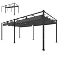 19' x 10' ፐርጎላ ምስ ዳግም ዝስሕብ ሽፋን፣ ፓትዮ ፐርጎላ ምስ ጸሓይ ጽላል መከላኸሊ፣ UV50+፣ ንፓትዮ፣ ኣትክልቲ፣ ጸሊም ግራጫ