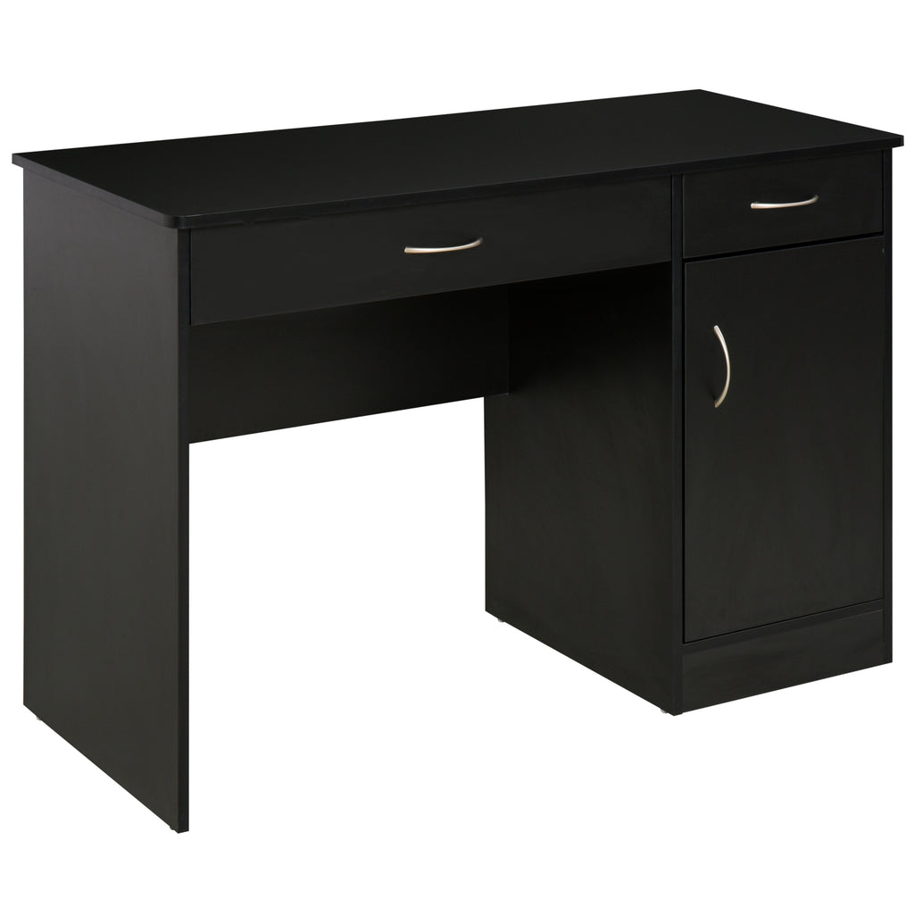 Computer Desk with Storage Drawers, Study Writing Table with Cabinet Adjustable Shelf for Home Office Workstation Bedroom, Black