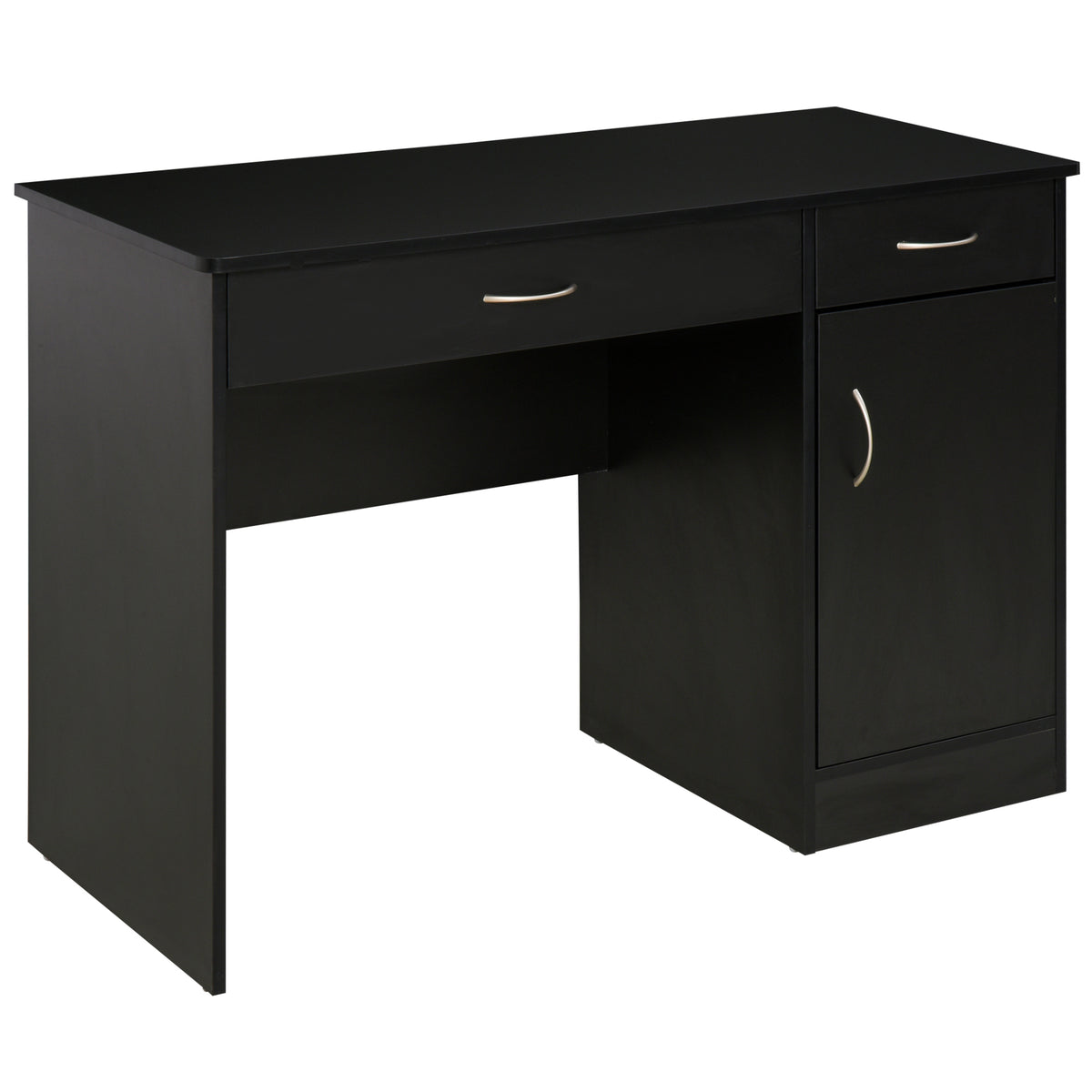 Computer Desk with Storage Drawers, Study Writing Table with Cabinet Adjustable Shelf for Home Office Workstation Bedroom, Black