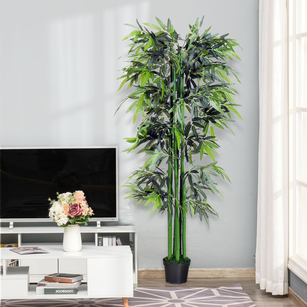 6FT Artificial Bamboo Tree Fake Decorative Plant with Nursery Pot for Indoor Décor