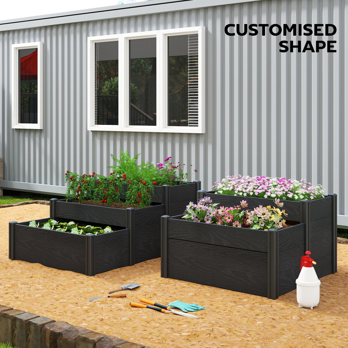 Vinyl Raised Garden Bed Kit, 3-Tier Elevated Garden Box with Open Bottom, DIY Assembly, Outdoor Raised Planter Box
