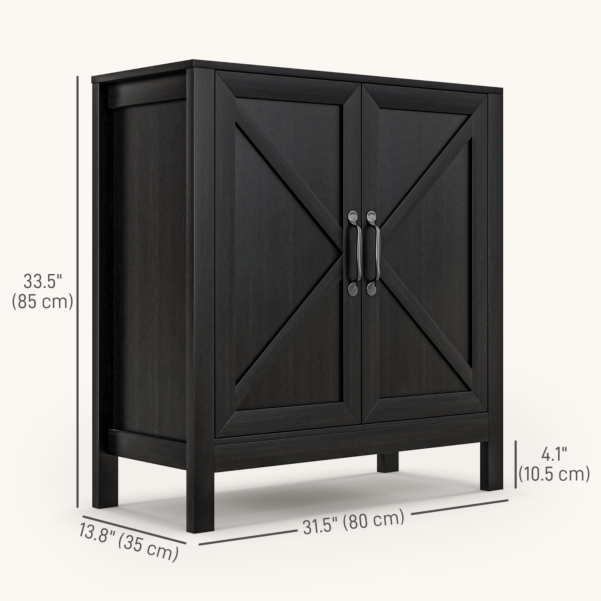 Sideboard Buffet, Kitchen Storage Cabinet with Barn Door and Adjustable Shelves, Storage Pantry, Black Oak