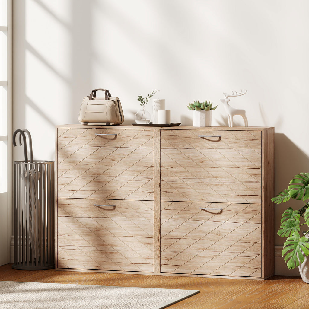 Shoe Storage Cabinet with 3 Flip Drawers, Narrow and Slim, 12 Pair of Shoes Organizer for Hallway, Entryway