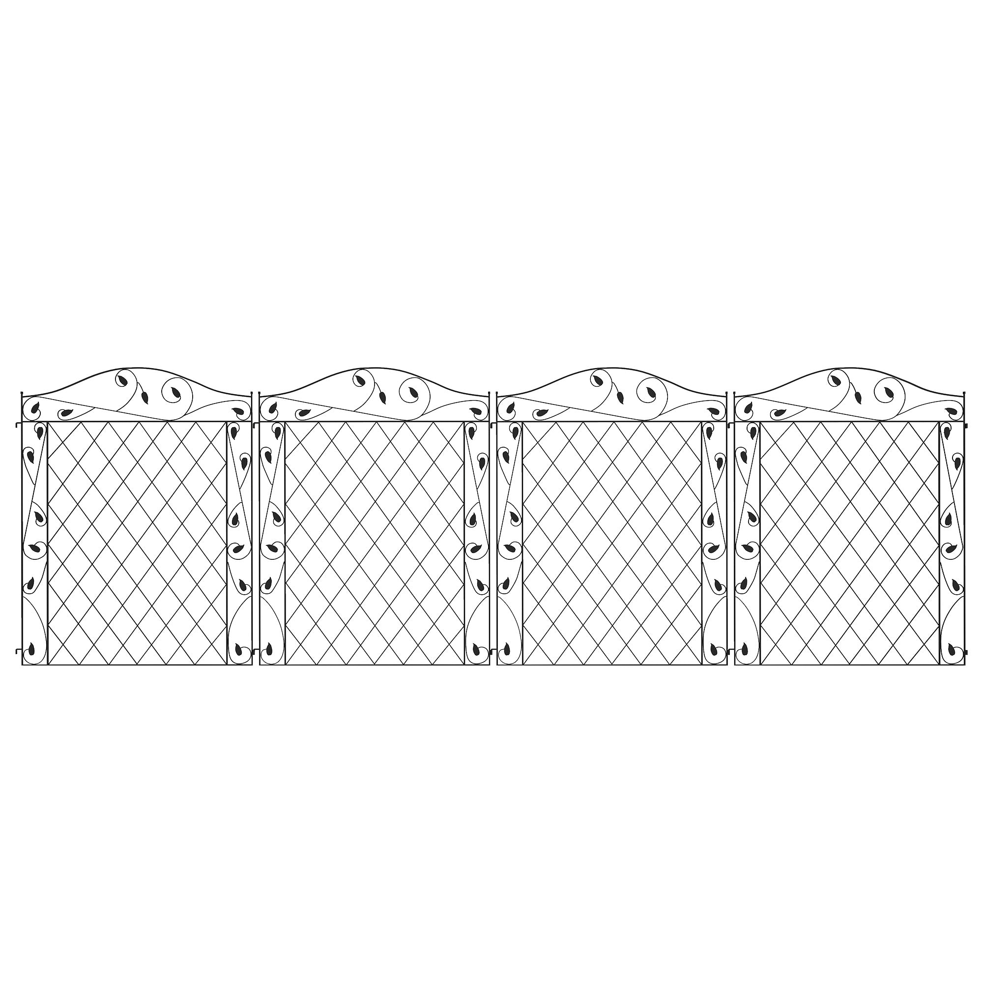 Outdoor Metal Garden Fence Panels, Border Edging for Yard, Patio, 4 Pack, Wavey Vines
