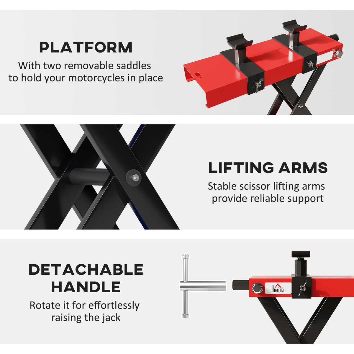Motorcycle Scissor Lift Jack, 1100 lbs ATV Dirt Bike Stand, 3.7-15.7" Adjustable Height, Red