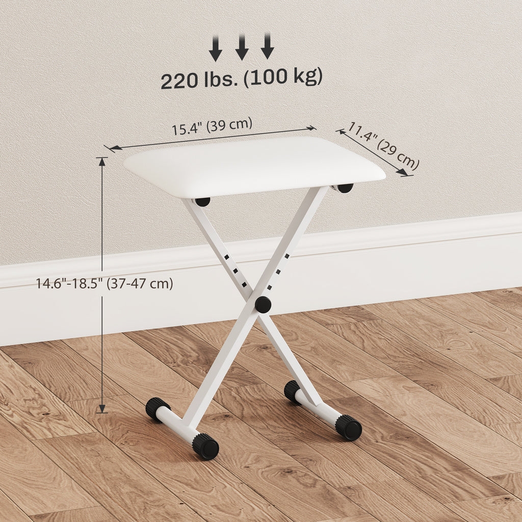 Adjustable Piano Bench, X-Style Folding Piano Stool with Padded Seat, Non-Slip Rubber Feet, Keyboard Chair, Black