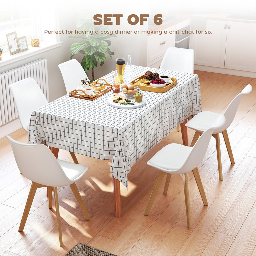 Modern Dining Table Chairs Set of 4, Rubber Wood Kitchen Table Chairs with PU Leather Cushion for Living Room, Bedroom