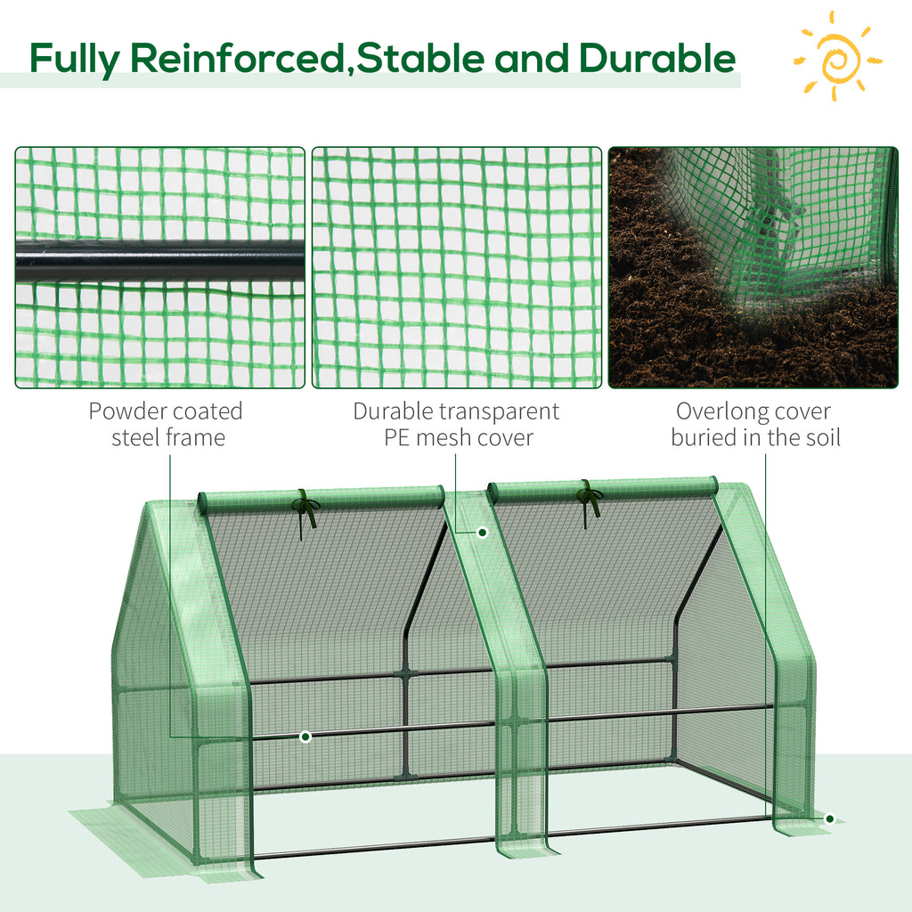 6' x 3' x 3' Portable Tunnel Greenhouse Outdoor Garden Mini with Large Zipper Doors & Water/UV PE Cover White
