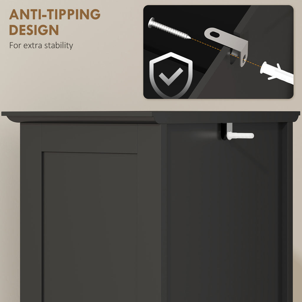 Modern Bathroom Cabinet, Narrow Bathroom Vanities with Open Shelf Drawer Recessed Doors and Adjustable Shelves White
