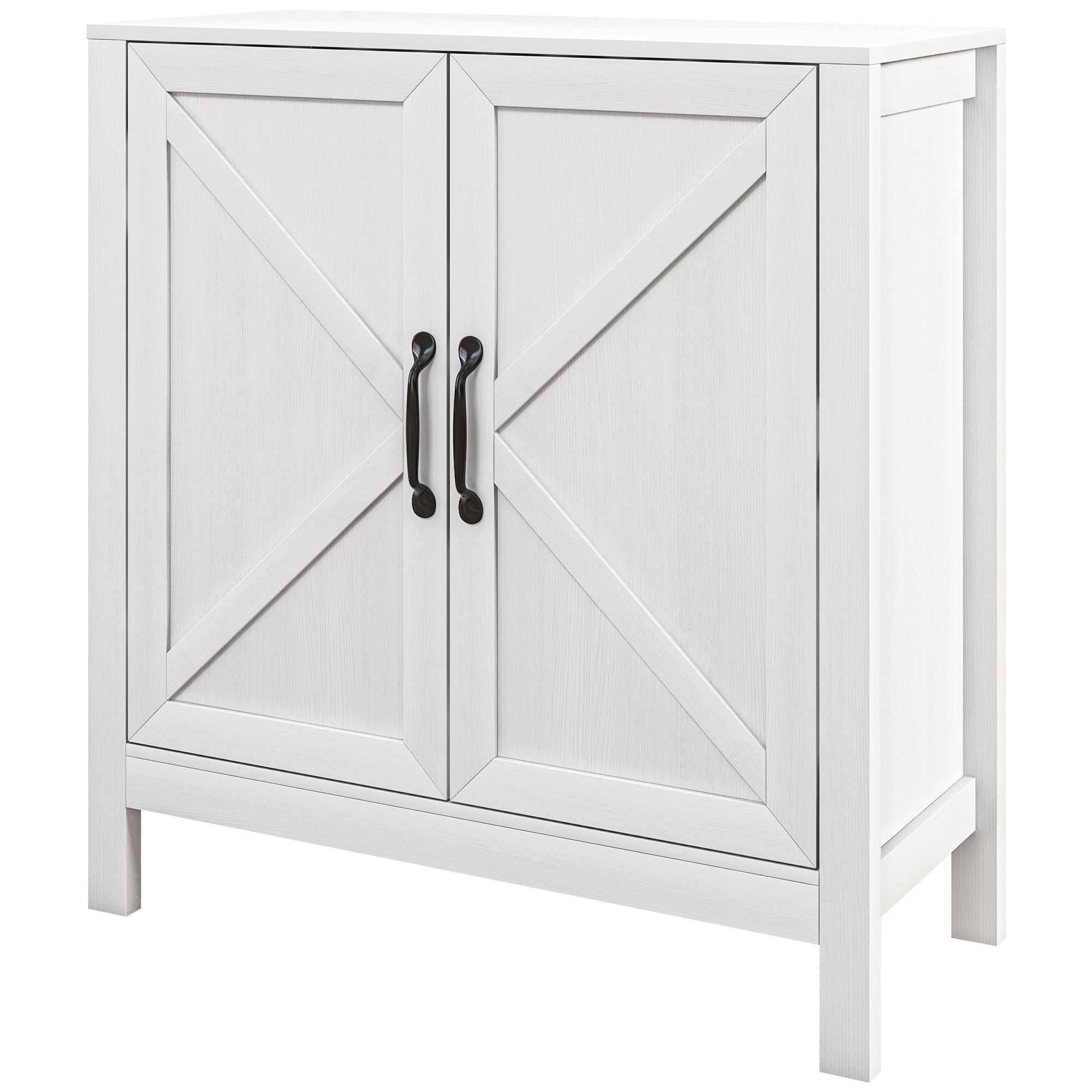 Sideboard Buffet, Kitchen Storage Cabinet with Barn Door and Adjustable Shelves, Storage Pantry, White Wood Grain
