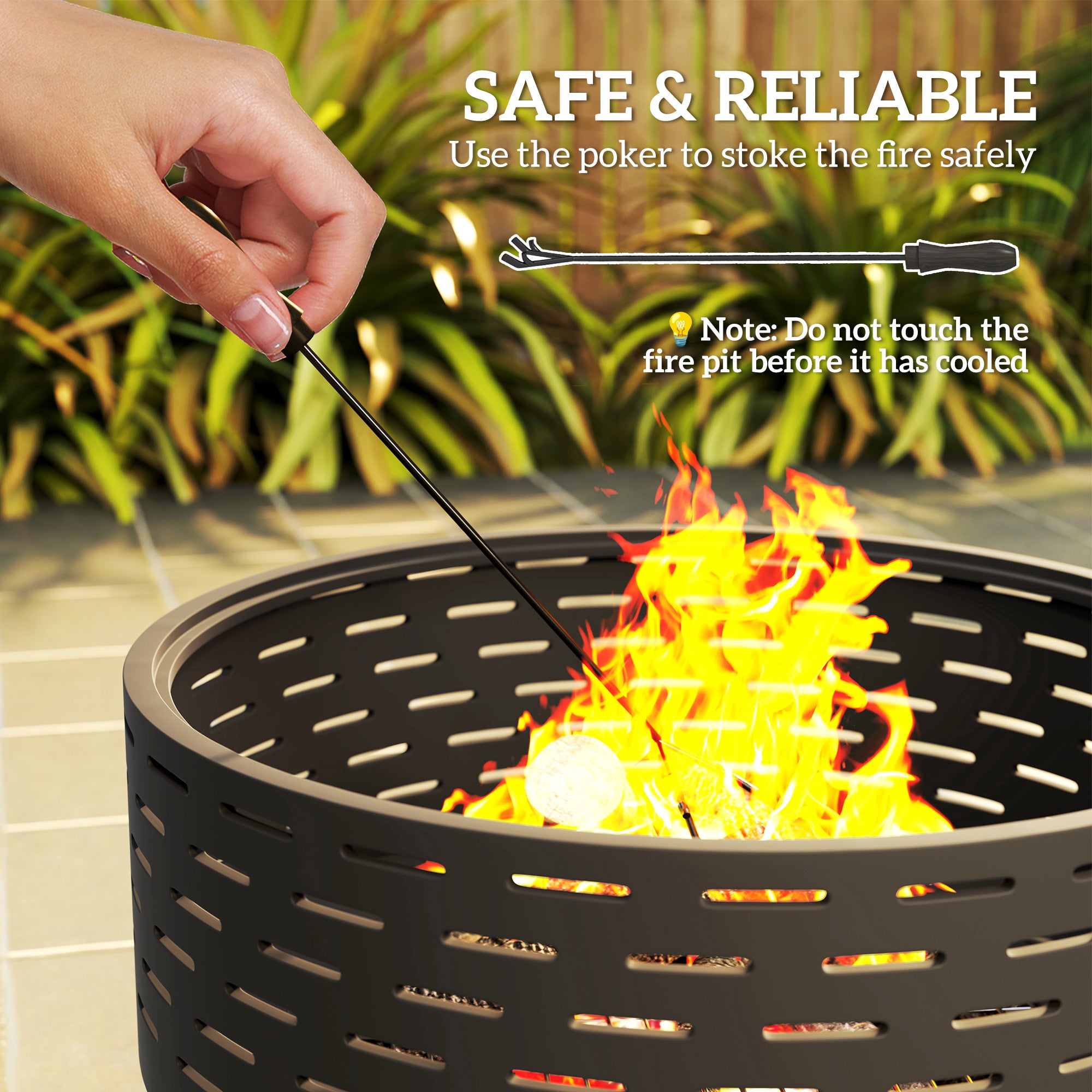 3-ኣብ-1 ሓዊ ጕድጓድ Φ23.8" x 15.4" ደገ ሓዊ ዓሳ ምስ ኣይስቲል ስቲል ግሪል ግሪት፣ ዕጨይሽ-ኣካል ሓዊ ቅርጽቲ
