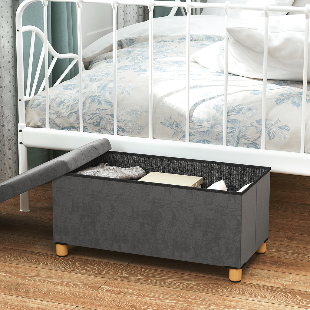 Storage Ottoman Bench, Velvet Upholstered Foldable Ottoman Footrest, Foot Stool with Wood Legs for Living Room, Bedroom