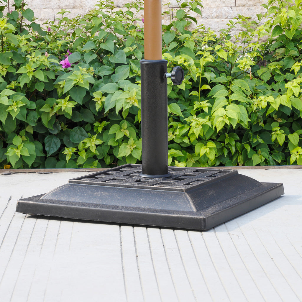 20 lbs Square Resin Patio Umbrella Stand Base Coated Pole Market Umbrella Parasol Holder Bronze