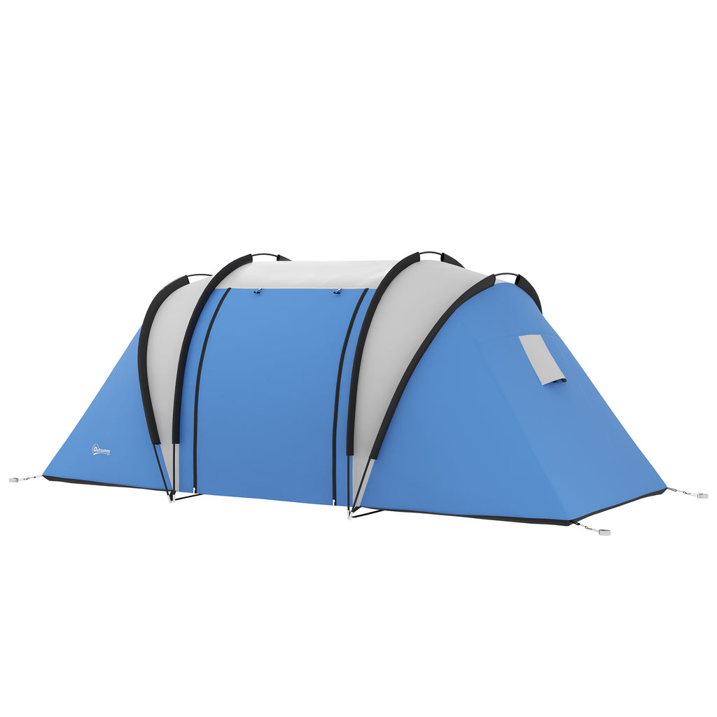 Camping Tent with 2 Bedrooms and Living Area, 3000mm Waterproof Family Tent, for Fishing Hiking Festival, Grey