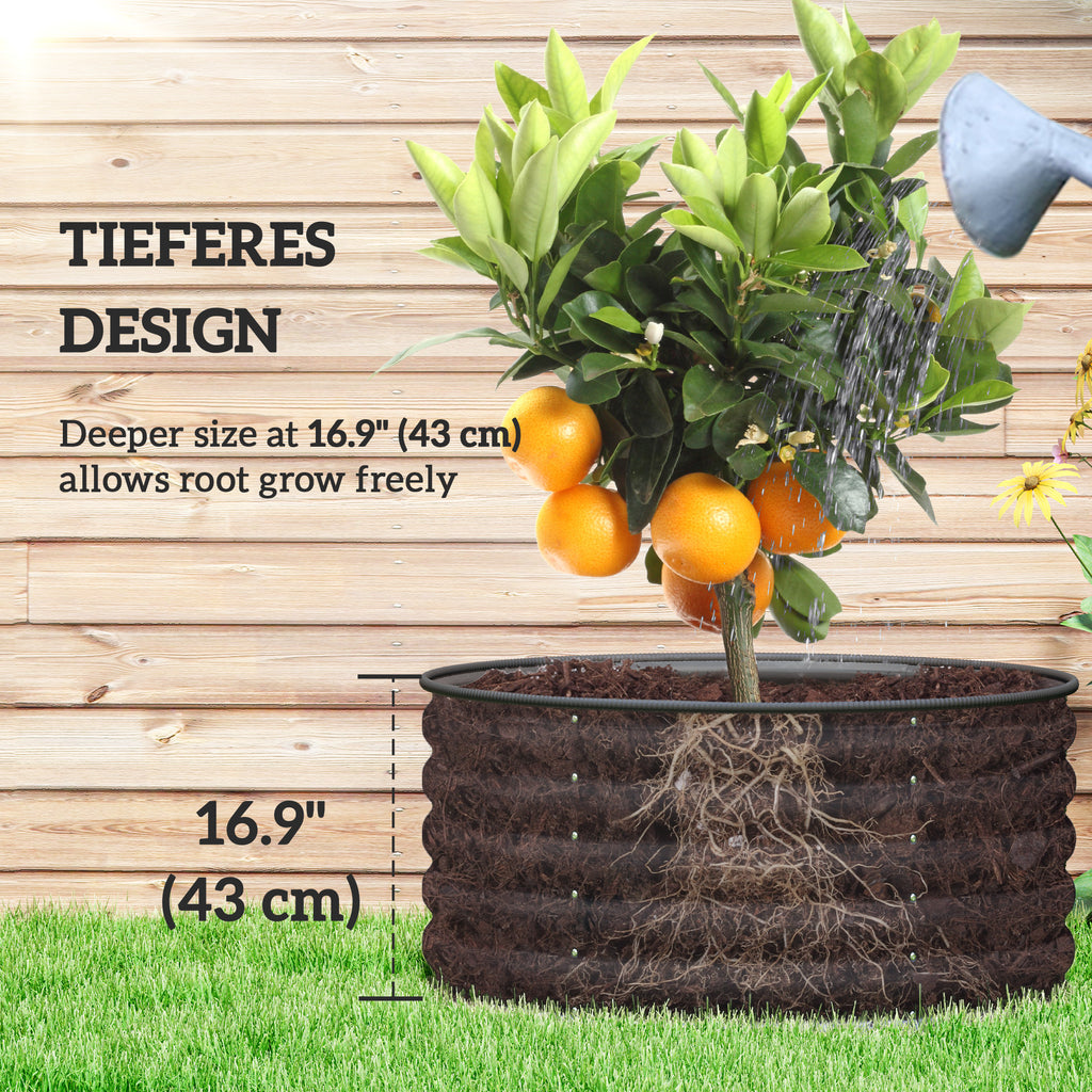 Galvanized Raised Flower Bed, 4 x 4 x 1.5 ft Outdoor Metal Raised Bed with Safety Edging and Gloves, Dark Grey
