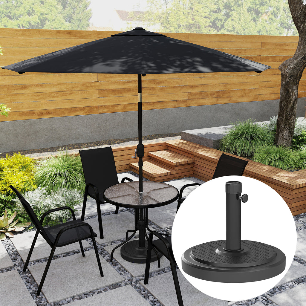 48 lbs Patio Umbrella Base Round HDPE Umbrella Base For 1.5" or 1.9" Outdoor Umbrella Poles Φ18.9" x 15.2" H Black