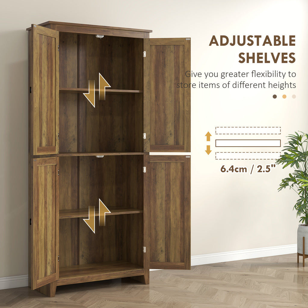 72" Freestanding Storage Cabinet, Kitchen Pantry Cabinet with Doors and Shelves for Dining Room, White