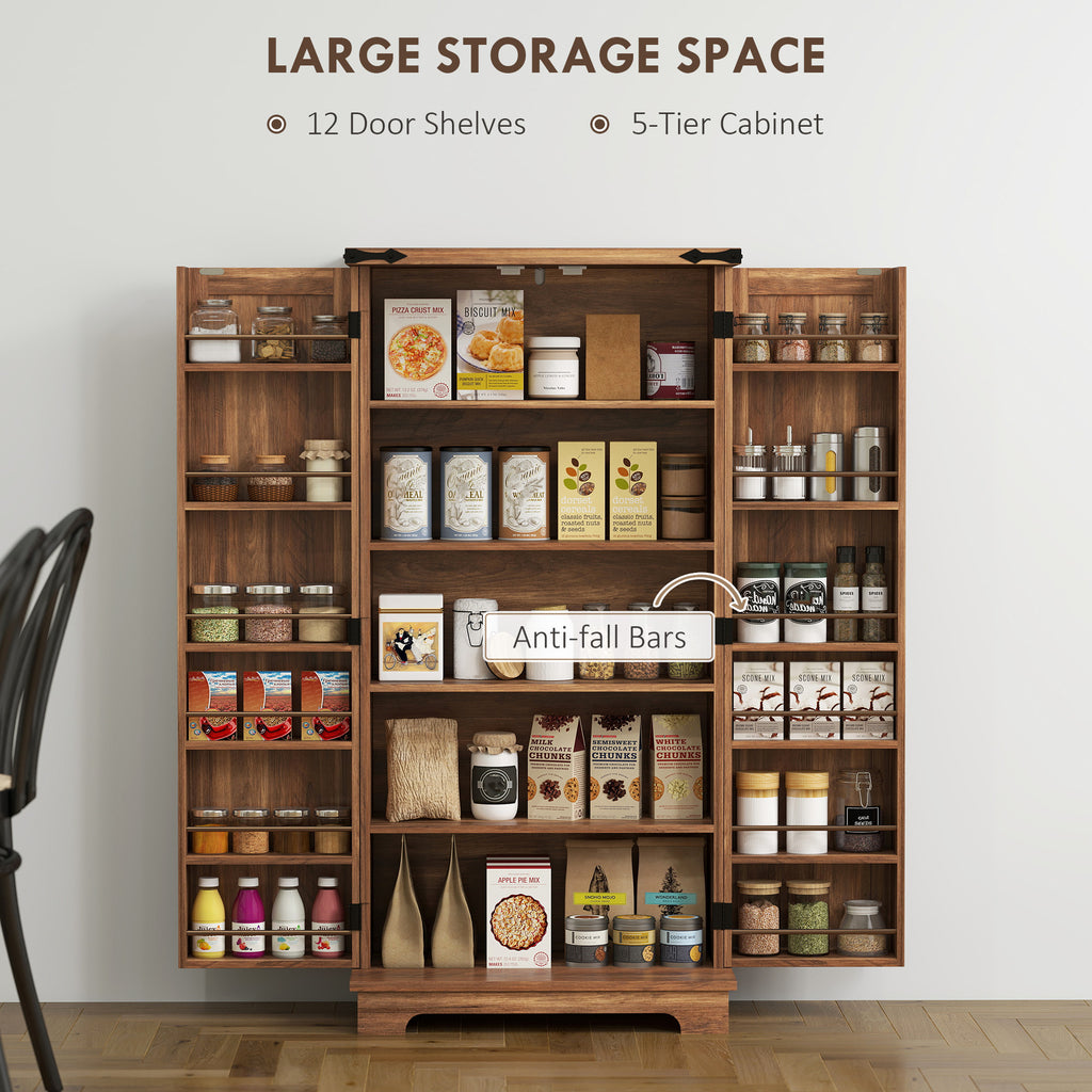 47" Kitchen Pantry Storage Cabinet, Farmhouse Kitchen Pantry Cabinet with Adjustable Shelves and Door Shelves, White
