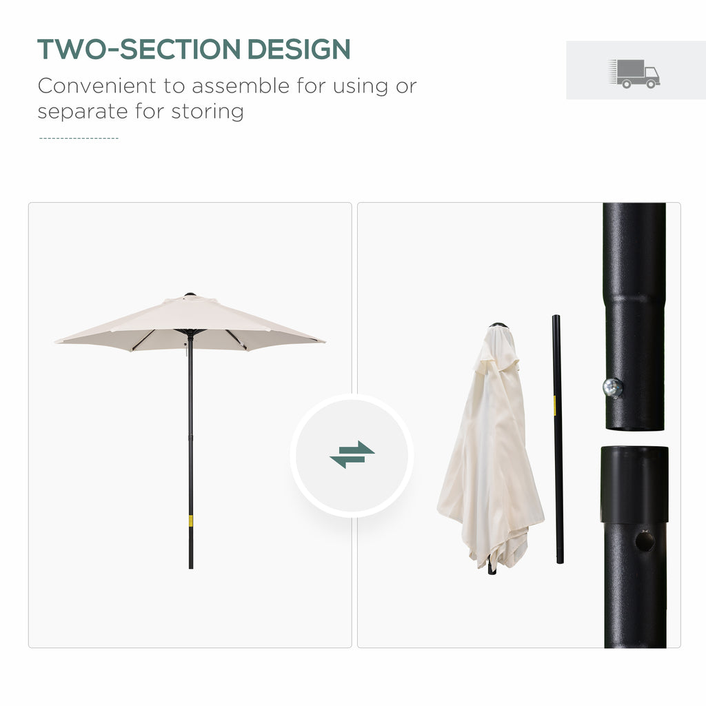 6.6FT Patio Umbrella, Outdoor Parasol with 6 Solid Ribs, Cream White